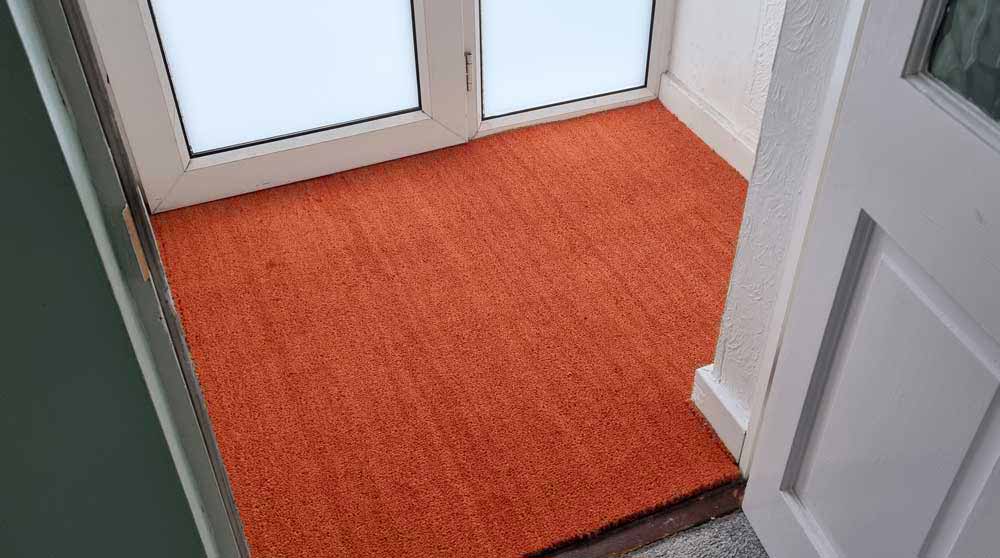 Step into Colour: Elevate Your Entrance with Coloured Coir Mats 2 PCR Premium Coir Roll Rust in Porch Area