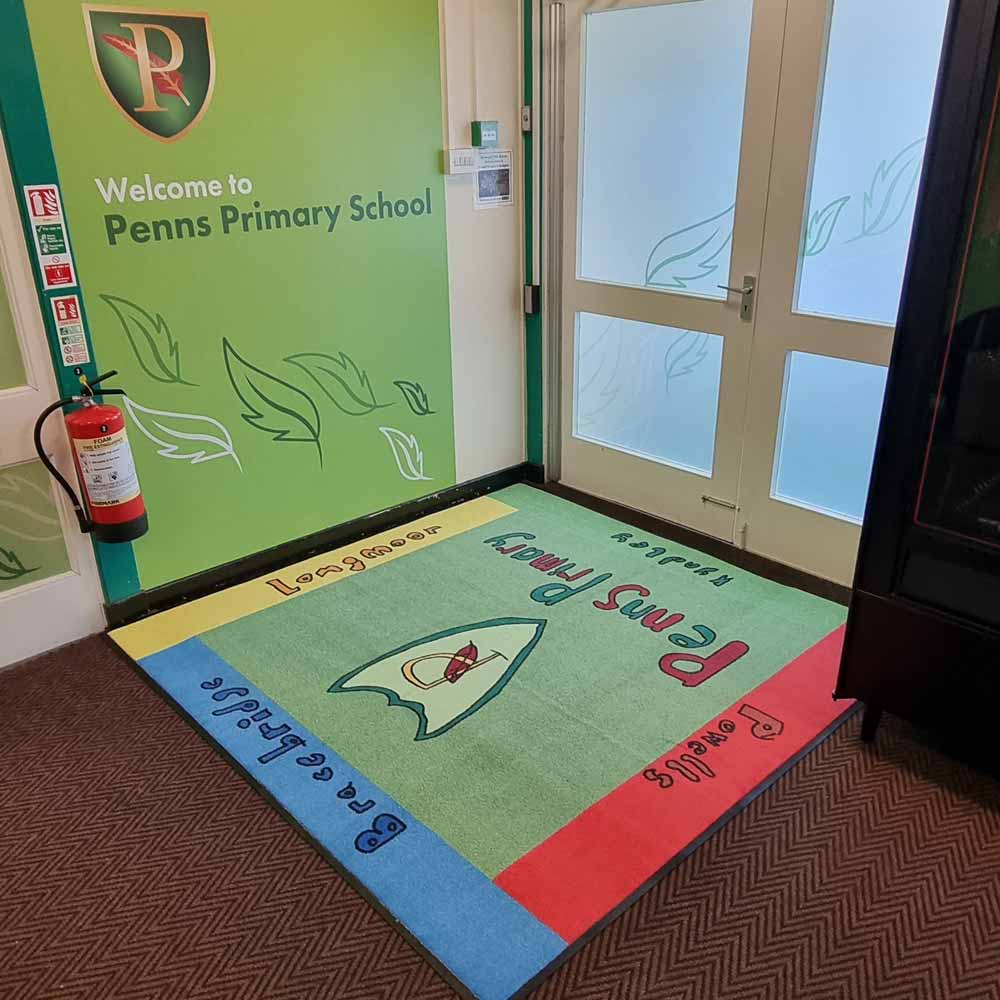 Kaleidoscope Heavy Duty Logo Mats 2 Primary School Logo Mat Designed by School Pupils