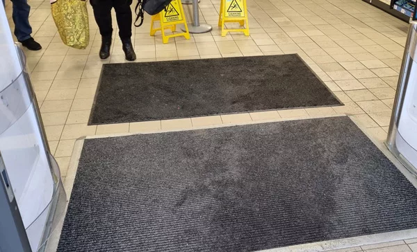 Retail Mats Complete Guide 2024 2 Retail Entrance Mats not stopping water ingress into shop